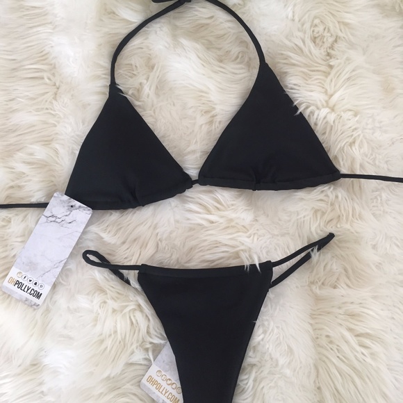 OH POLLY STRING LEADER MICRO TRIANGLE BIKINI BLACK - Picture 3 of 5